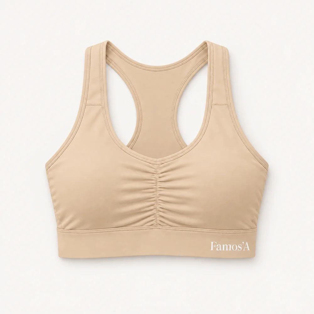 Top deportivo espalda atlética en Beige
