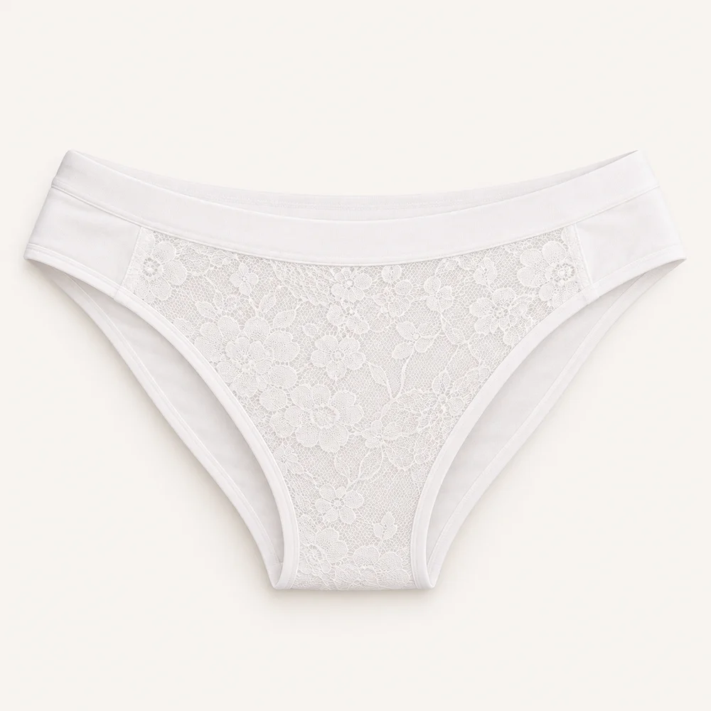 Bikini de algodón con tul en Blanco